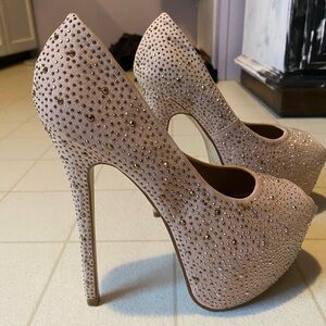 NWOT Pink Rhinestone High Heels